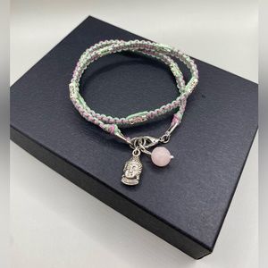 🌟2/$20 💜💚✌️Double Wrap Hemp and Metal Beaded Bracelet Buddha Quartz Charms